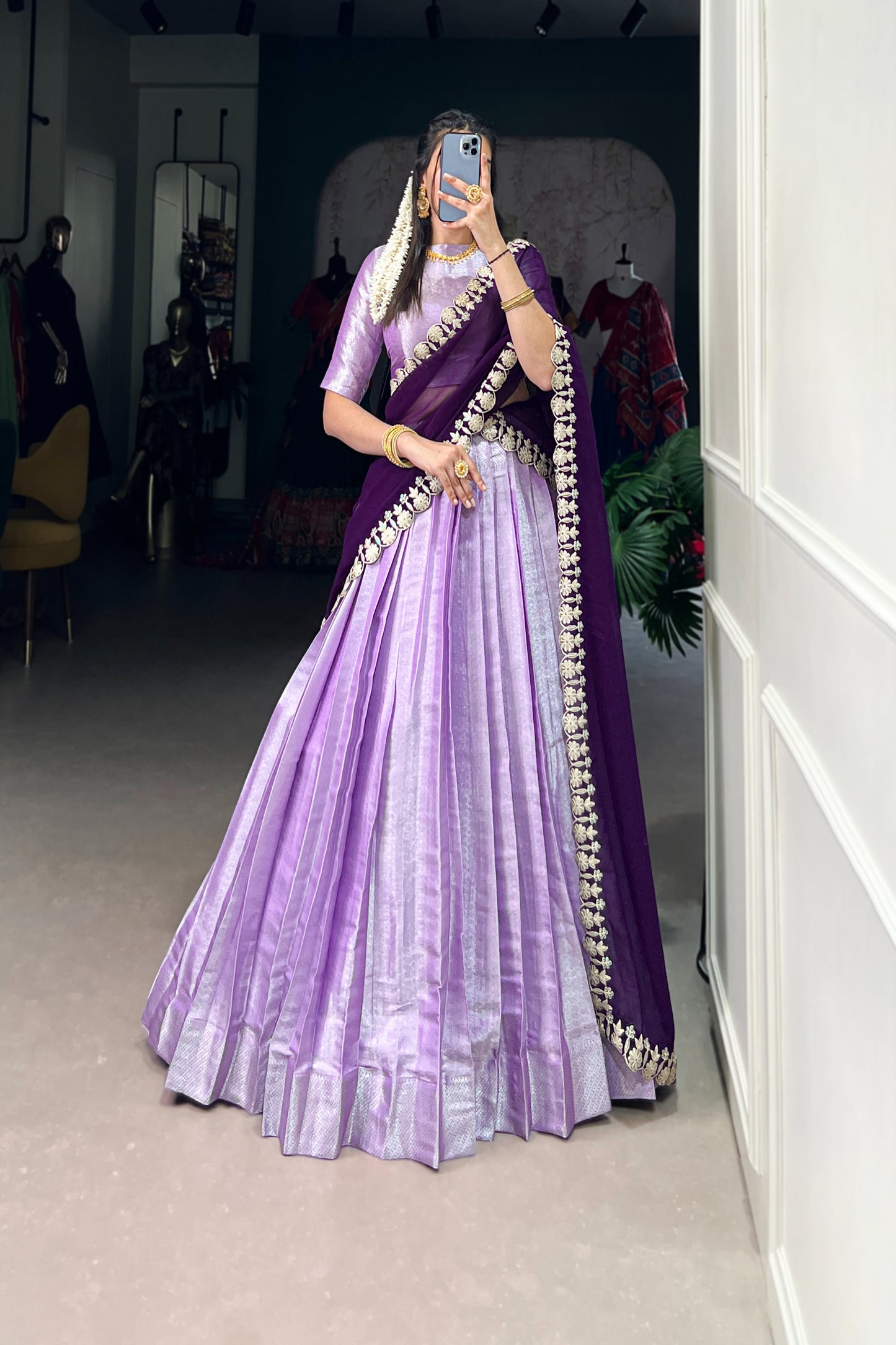 TILTON JEQUARD SILK LEHENGA CHOLI WITH DUPATTA