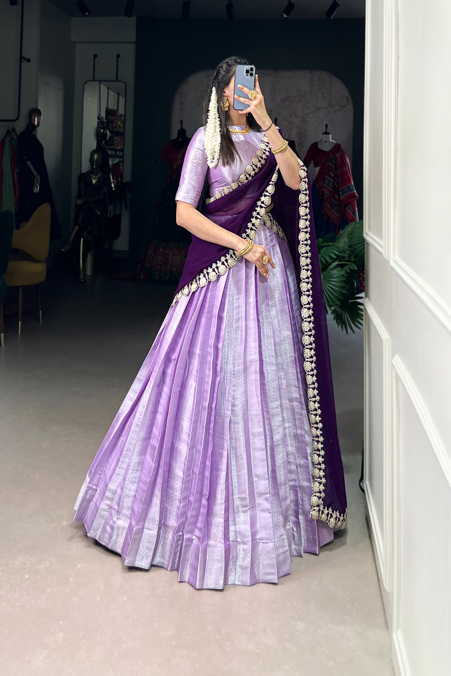 TILTON JEQUARD SILK LEHENGA CHOLI WITH DUPATTA
