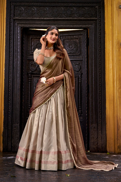 TILTON DUPION SILK ZARI WEAVING LEHENGA CHOLI WITH SHIMMER DUPATTA