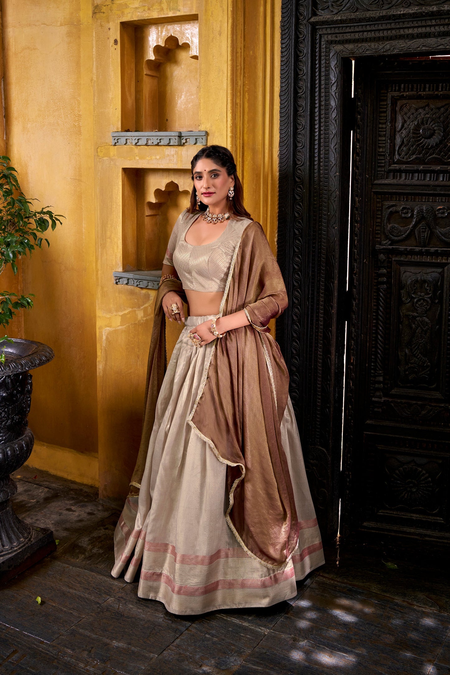 TILTON DUPION SILK ZARI WEAVING LEHENGA CHOLI WITH SHIMMER DUPATTA