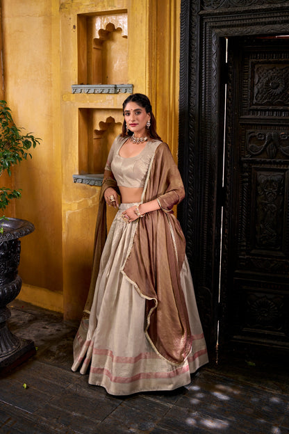 TILTON DUPION SILK ZARI WEAVING LEHENGA CHOLI WITH SHIMMER DUPATTA