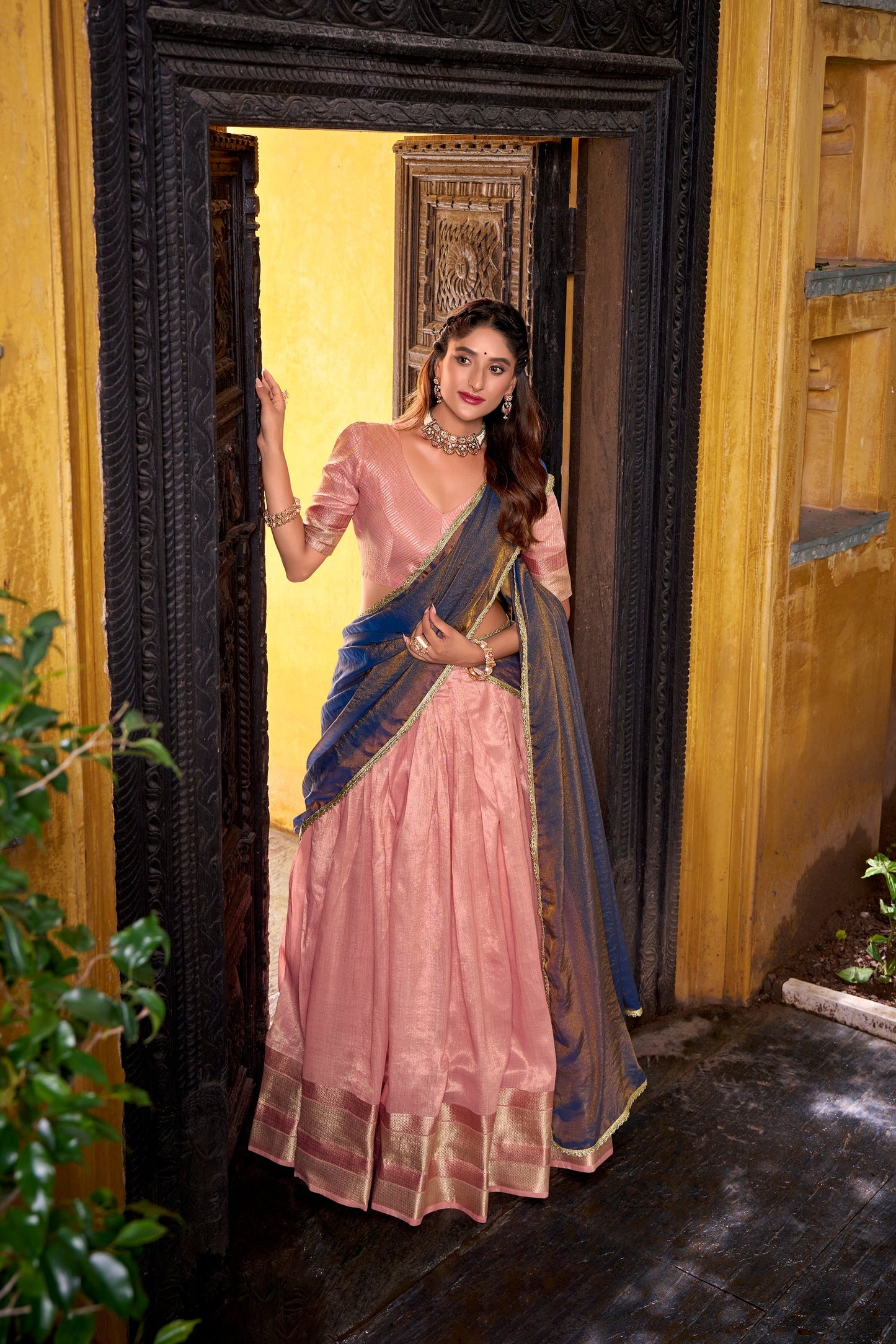 DUPION SILK ZARI WEAVING LEHENGA CHOLI WITH SHIMMER DUPATTA (WDN79) 01