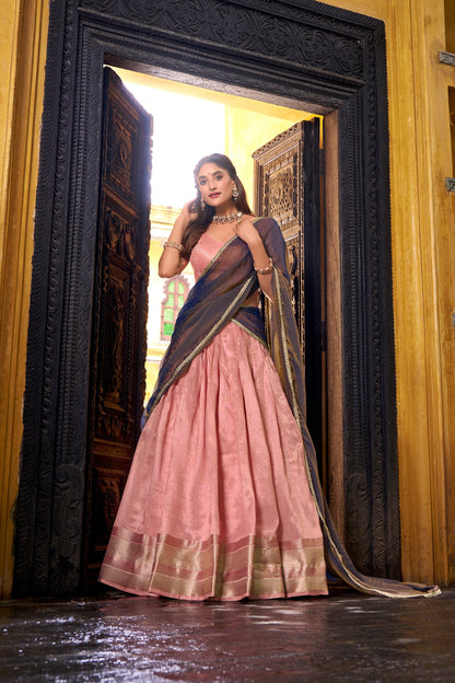 TILTON DUPION SILK ZARI WEAVING LEHENGA CHOLI WITH SHIMMER DUPATTA