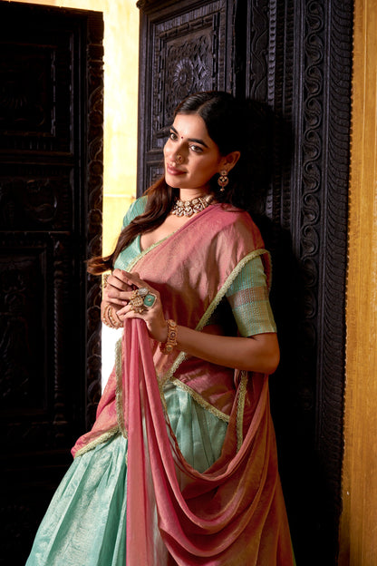 DUPION SILK ZARI WEAVING LEHENGA CHOLI WITH SHIMMER DUPATTA (WDN79) 02