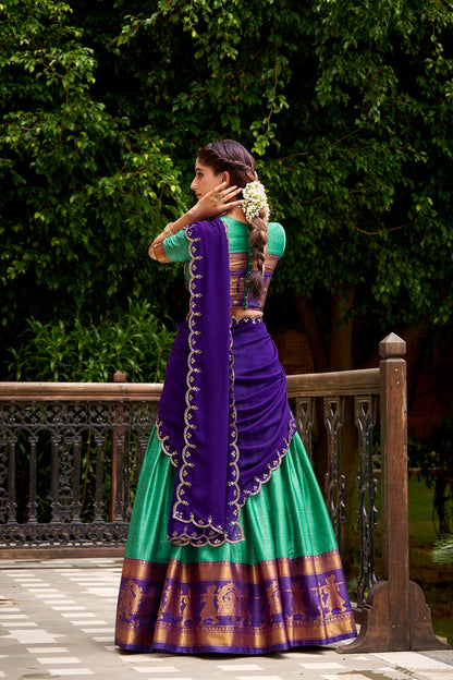 TILTON PONGAL SPECIAL POLY COTTON ZARI WEAVING WORKED LEHENGA CHOLI
