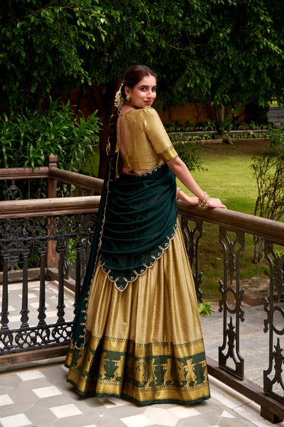 TILTON PONGAL SPECIAL POLY COTTON ZARI WEAVING WORKED LEHENGA CHOLI