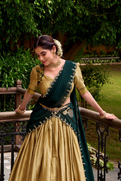 TILTON PONGAL SPECIAL POLY COTTON ZARI WEAVING WORKED LEHENGA CHOLI