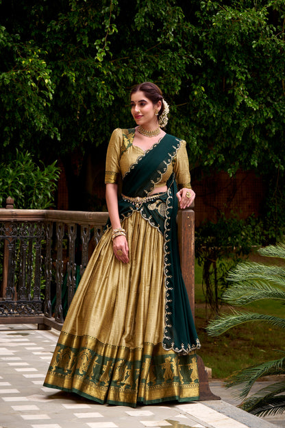 TILTON PONGAL SPECIAL POLY COTTON ZARI WEAVING WORKED LEHENGA CHOLI