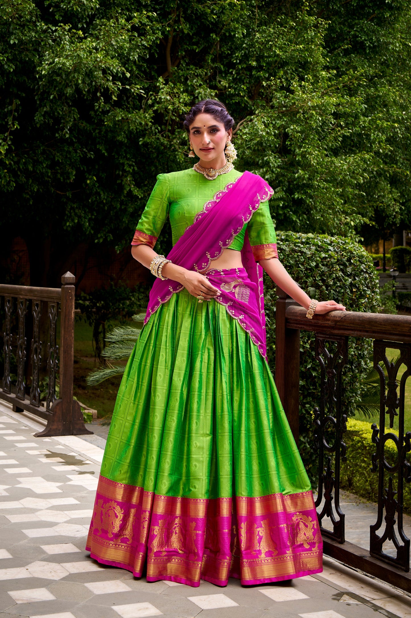 TILTON PONGAL SPECIAL POLY COTTON ZARI WEAVING WORKED LEHENGA CHOLI