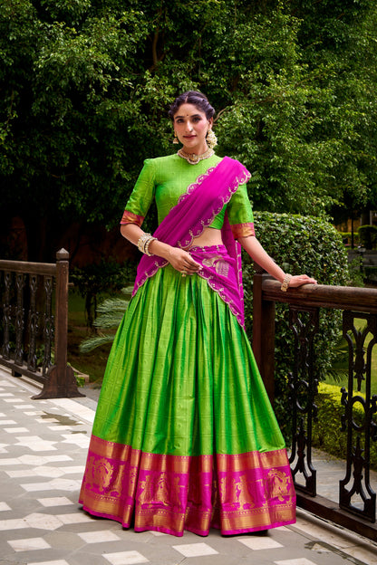 TILTON PONGAL SPECIAL POLY COTTON ZARI WEAVING WORKED LEHENGA CHOLI