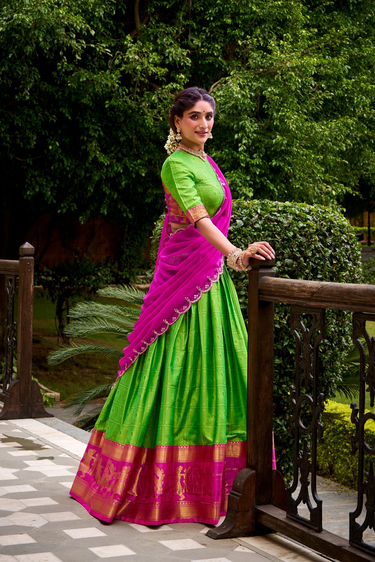 TILTON PONGAL SPECIAL POLY COTTON ZARI WEAVING WORKED LEHENGA CHOLI