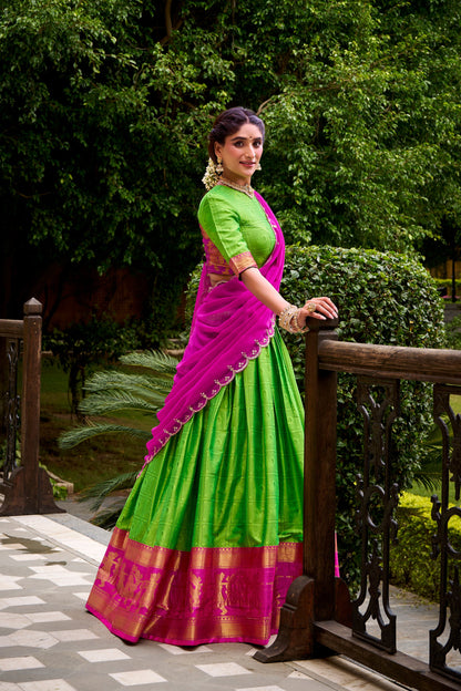 TILTON PONGAL SPECIAL POLY COTTON ZARI WEAVING WORKED LEHENGA CHOLI
