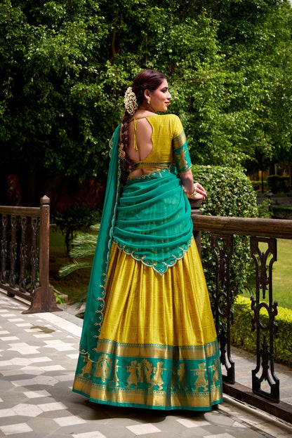 TILTON PONGAL SPECIAL POLY COTTON ZARI WEAVING WORKED LEHENGA CHOLI