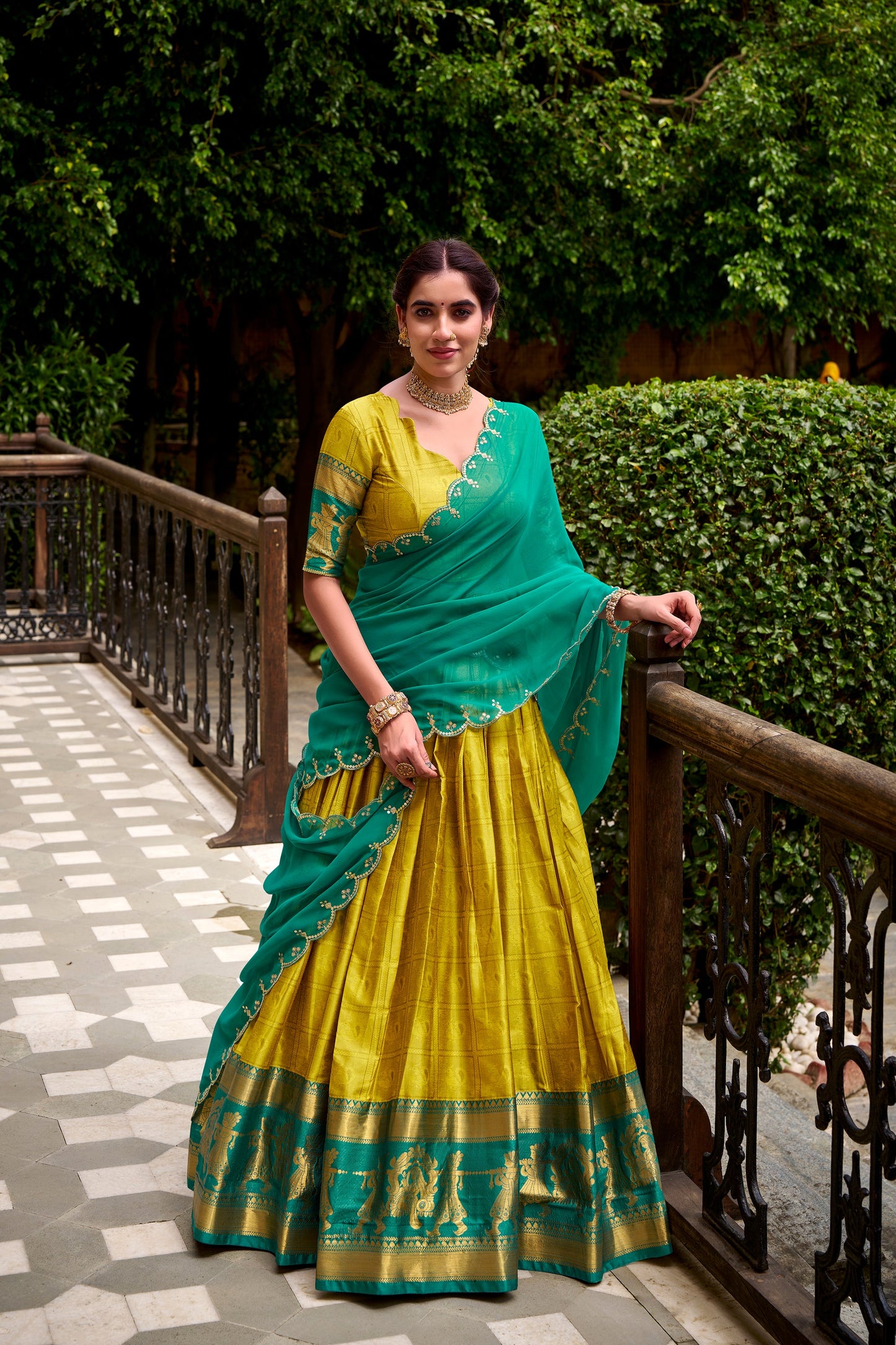 TILTON PONGAL SPECIAL POLY COTTON ZARI WEAVING WORKED LEHENGA CHOLI