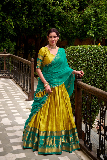 TILTON PONGAL SPECIAL POLY COTTON ZARI WEAVING WORKED LEHENGA CHOLI