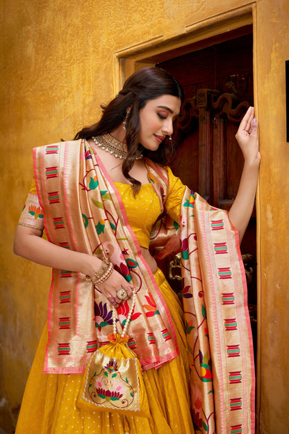TILTON WEDDING SPECIAL SILK PAITHANI ZARI WEAVING LEHENGA CHOLI WITH DUPATTA