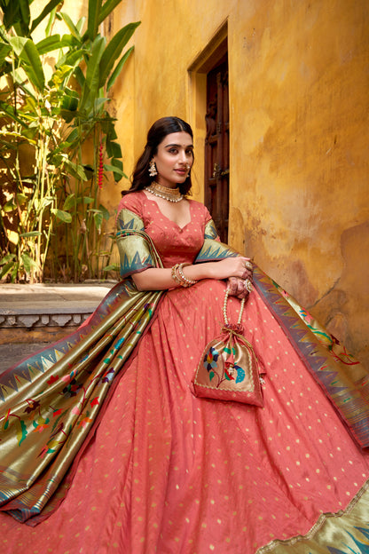 TILTON WEDDING SPECIAL SILK PAITHANI ZARI WEAVING LEHENGA CHOLI WITH DUPATTA