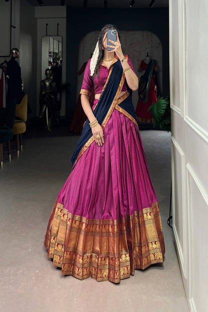 NARAYAN PET ZARI WEAVING LEHENGA CHOLI WITH VICHITRA SILK DUPATTA (WDN130) 01