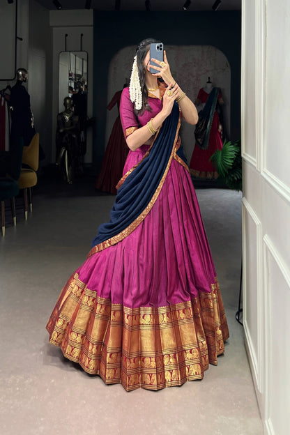 NARAYAN PET ZARI WEAVING LEHENGA CHOLI WITH VICHITRA SILK DUPATTA (WDN130) 01