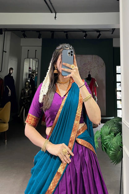 NARAYAN PET ZARI WEAVING LEHENGA CHOLI WITH VICHITRA SILK DUPATTA (WDN130) 02