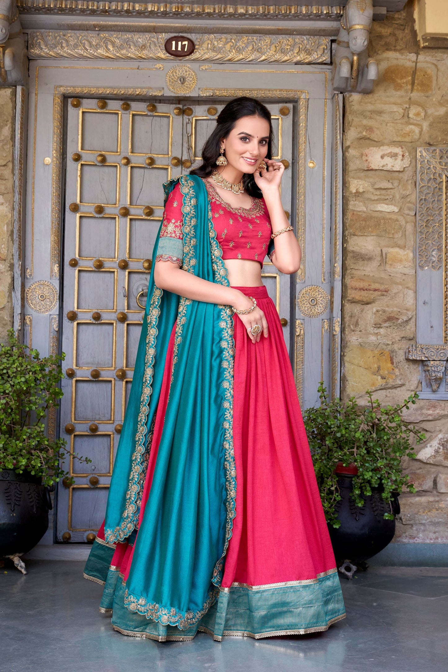 VICHITRA SILK ZARI WEAVINGWORK LEHENGA CHOLI WITH DUPATTA (WDN126) 01