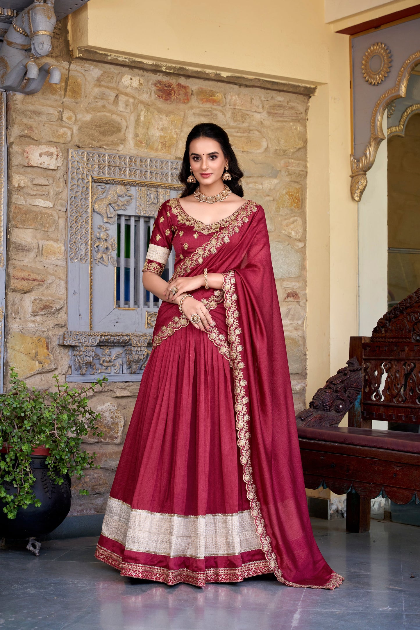 TILTON VICHITRA SILK ZARI WEAVINGWORK LEHENGA CHOLI WITH DUPATTA