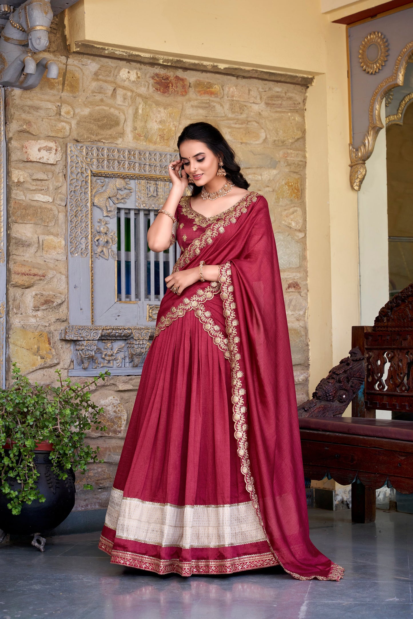 TILTON VICHITRA SILK ZARI WEAVINGWORK LEHENGA CHOLI WITH DUPATTA