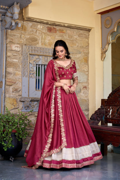 VICHITRA SILK ZARI WEAVINGWORK LEHENGA CHOLI WITH DUPATTA (WDN126) 02
