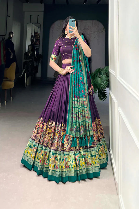 FESTIVAL SPECIAL TUSSAR SILK LEHENGA CHOLI WITH DUPATTA(WD88) (03)