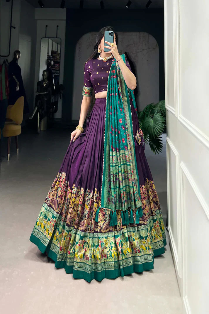 FESTIVAL SPECIAL TUSSAR SILK LEHENGA CHOLI WITH DUPATTA(WD88) (03)