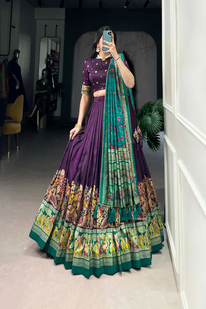 FESTIVAL SPECIAL TUSSAR SILK LEHENGA CHOLI WITH DUPATTA(WD88) (03)
