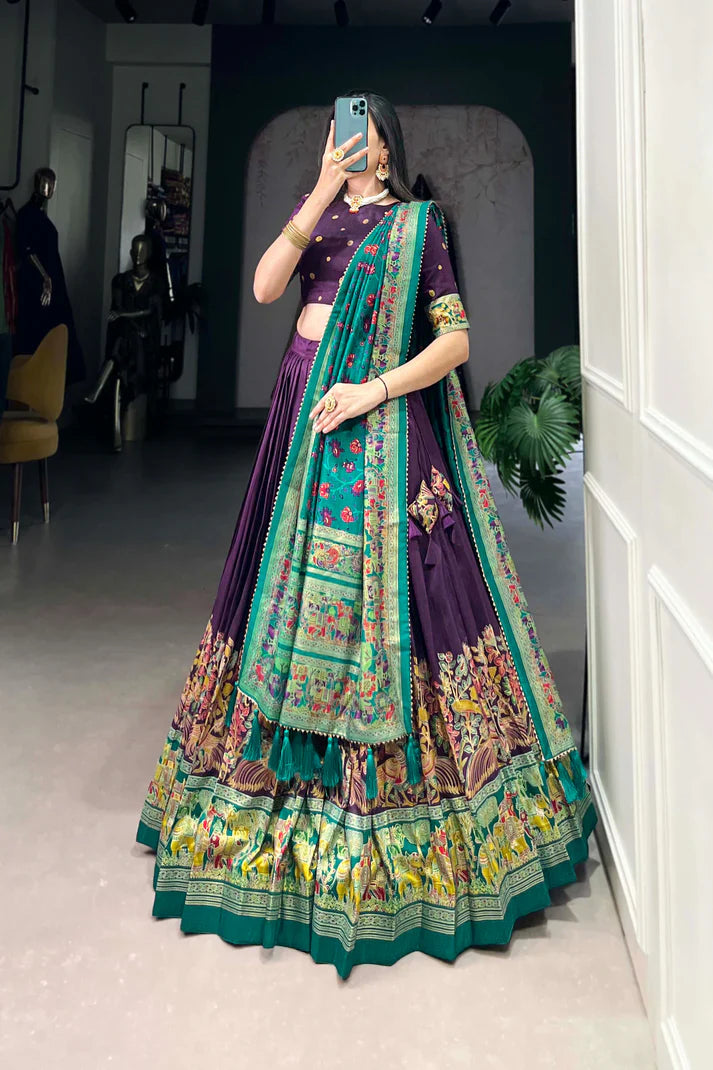 FESTIVAL SPECIAL TUSSAR SILK LEHENGA CHOLI WITH DUPATTA(WD88) (03)