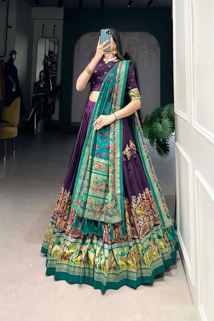 FESTIVAL SPECIAL TUSSAR SILK LEHENGA CHOLI WITH DUPATTA(WD88) (03)