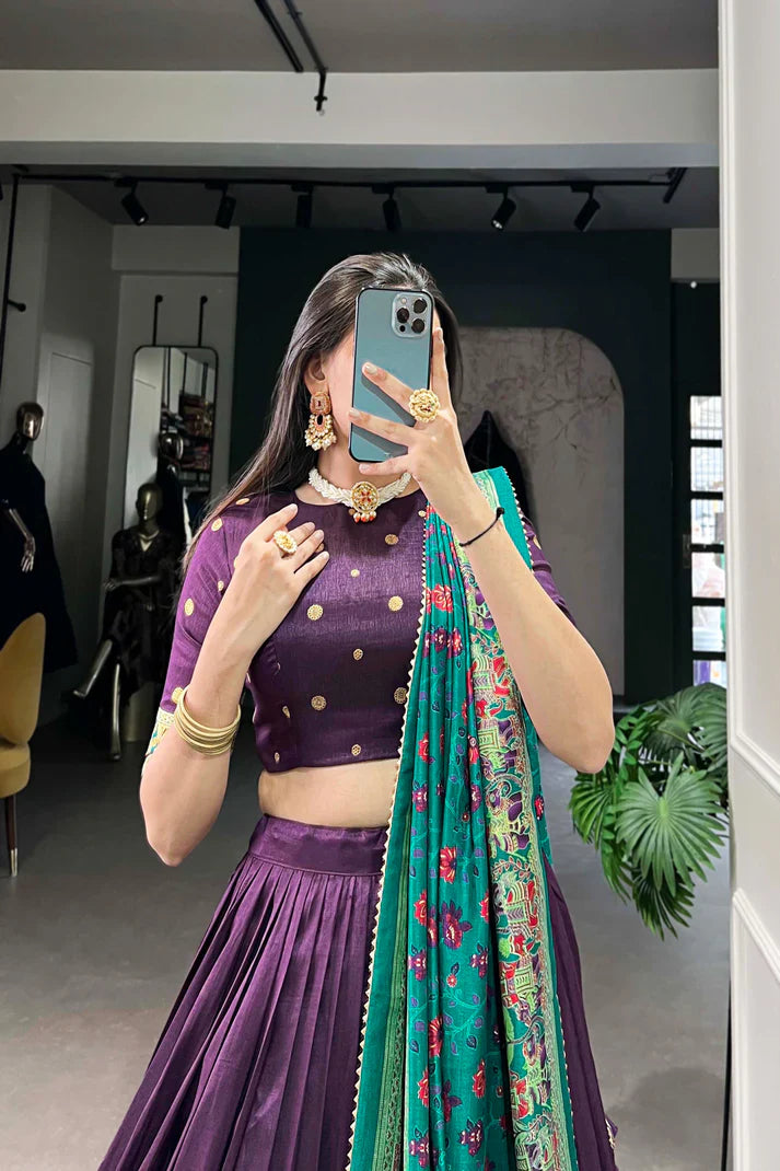 FESTIVAL SPECIAL TUSSAR SILK LEHENGA CHOLI WITH DUPATTA(WD88) (03)