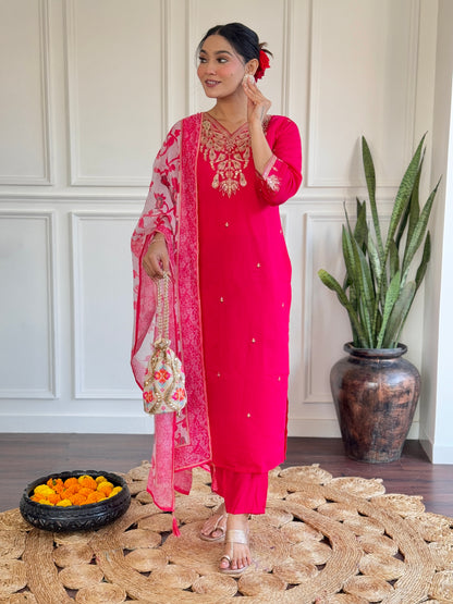 Radiant in Rani Pink – Ethnic Elegance Suit ✨🌸(KY03)