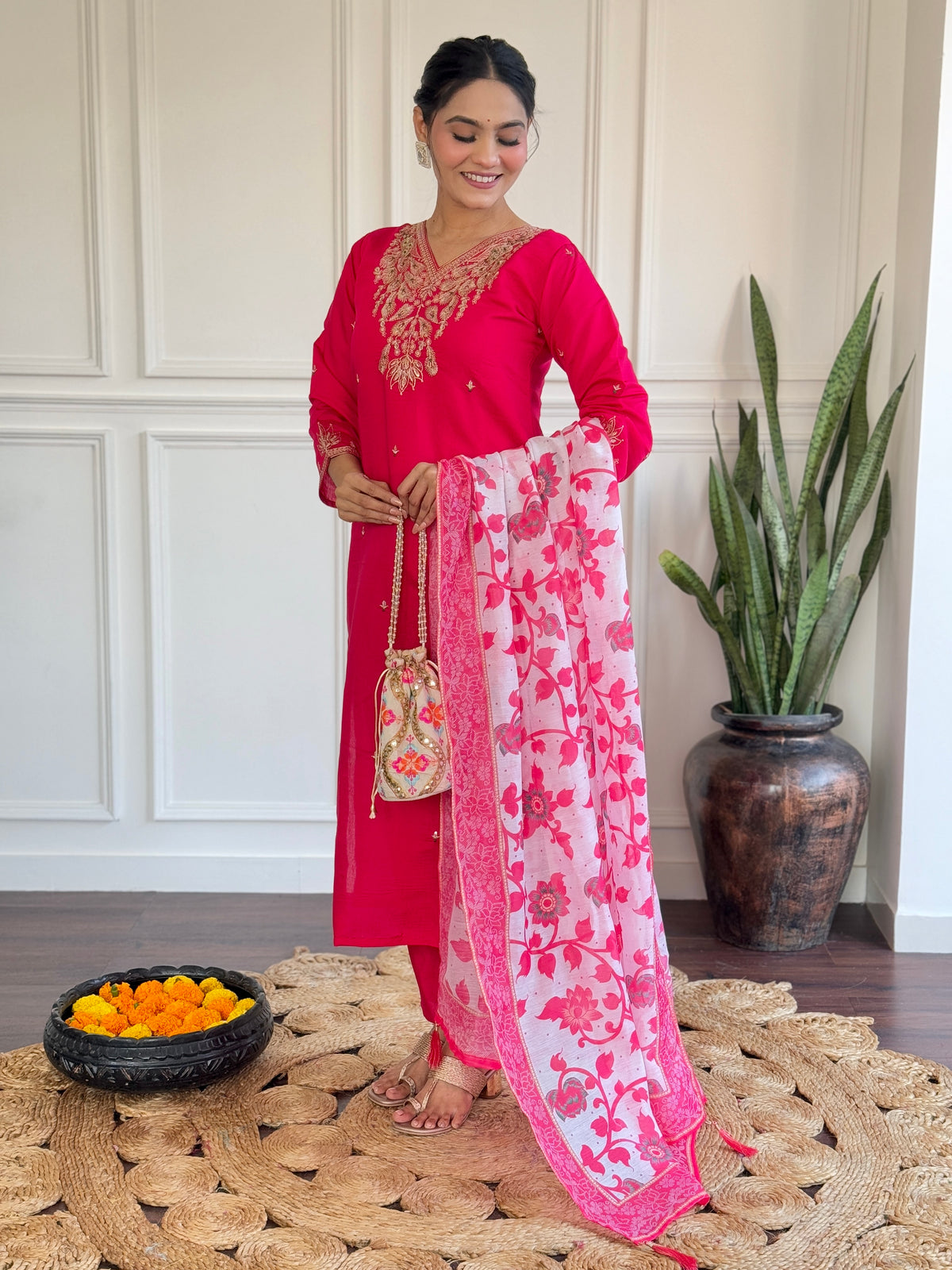 Radiant in Rani Pink – Ethnic Elegance Suit ✨🌸(KY03)