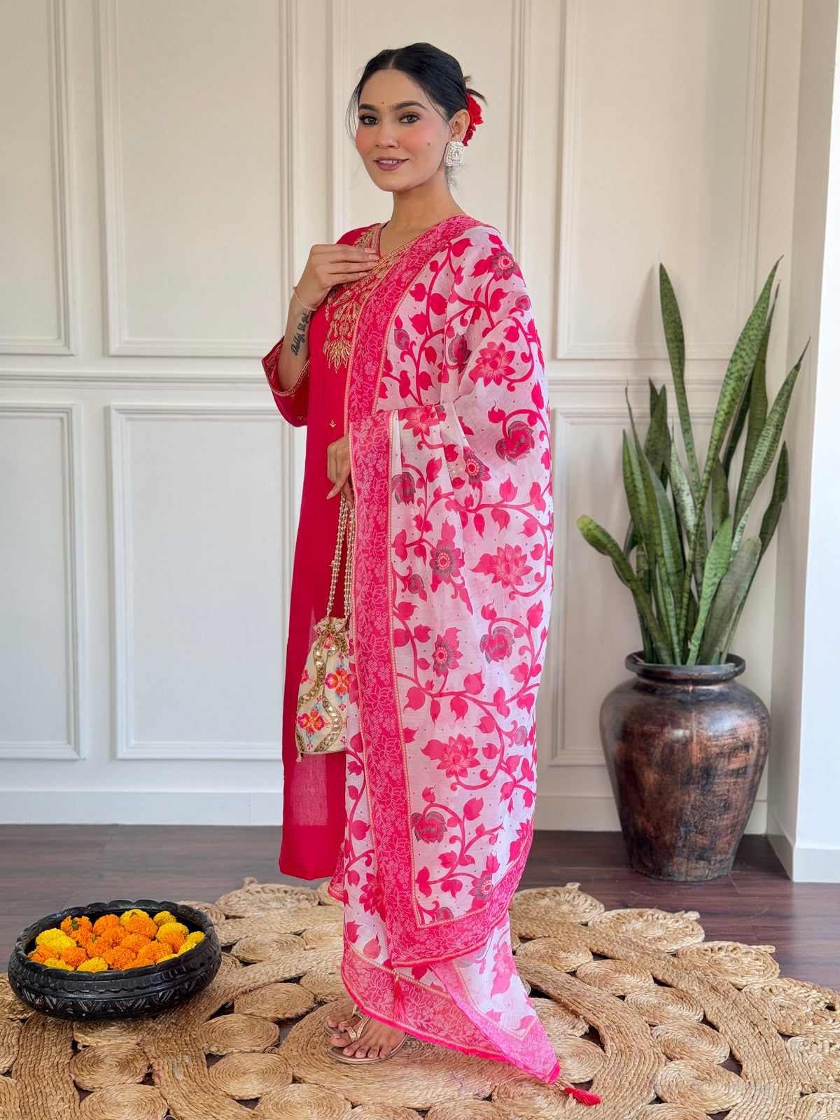 Radiant in Rani Pink – Ethnic Elegance Suit ✨🌸(KY03)