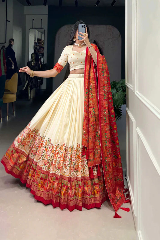 FESTIVAL SPECIAL TUSSAR SILK LEHENGA CHOLI WITH DUPATTA(WD88)