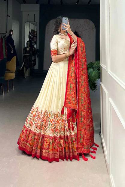 FESTIVAL SPECIAL TUSSAR SILK LEHENGA CHOLI WITH DUPATTA(WD88)