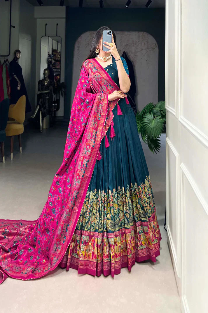 FESTIVAL SPECIAL TUSSAR SILK LEHENGA CHOLI WITH DUPATTA(WD88) (01)