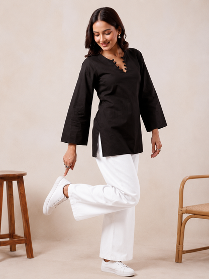 Elegant V-Neck Tunic & Palazzo Set  (CJ03)