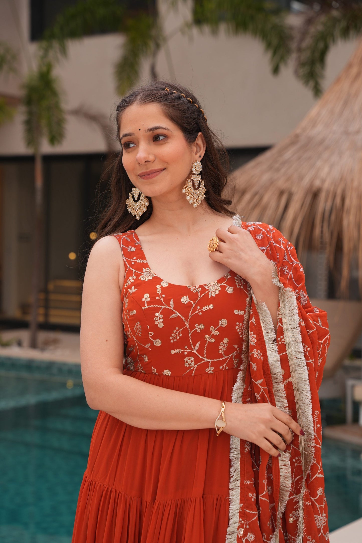 WEDDING SPECIAL SOFT GEORGETTE EMBROIDERED GOWN WITH DUPATTA (WDN37) 01