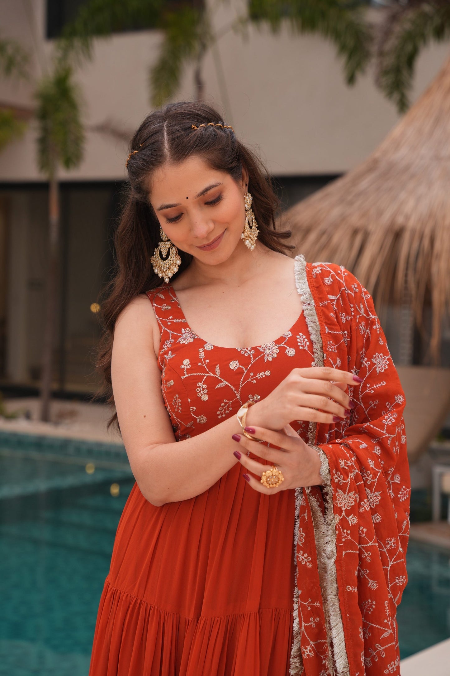 WEDDING SPECIAL SOFT GEORGETTE EMBROIDERED GOWN WITH DUPATTA (WDN37) 01