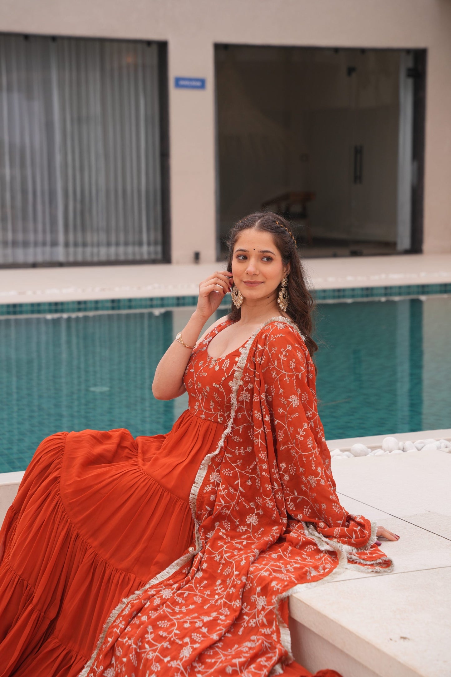 WEDDING SPECIAL SOFT GEORGETTE EMBROIDERED GOWN WITH DUPATTA (WDN37) 01