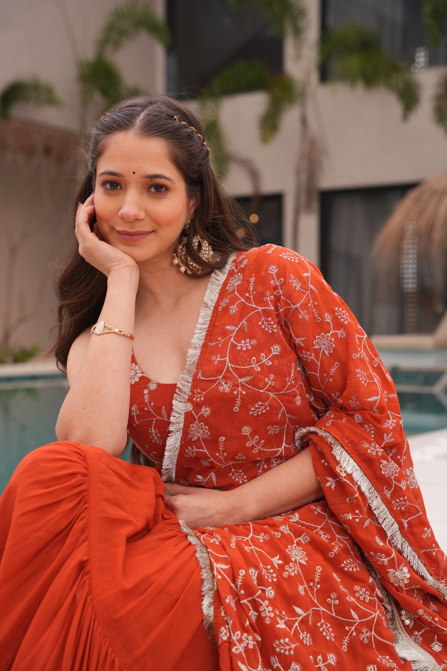 WEDDING SPECIAL SOFT GEORGETTE EMBROIDERED GOWN WITH DUPATTA (WDN37) 01