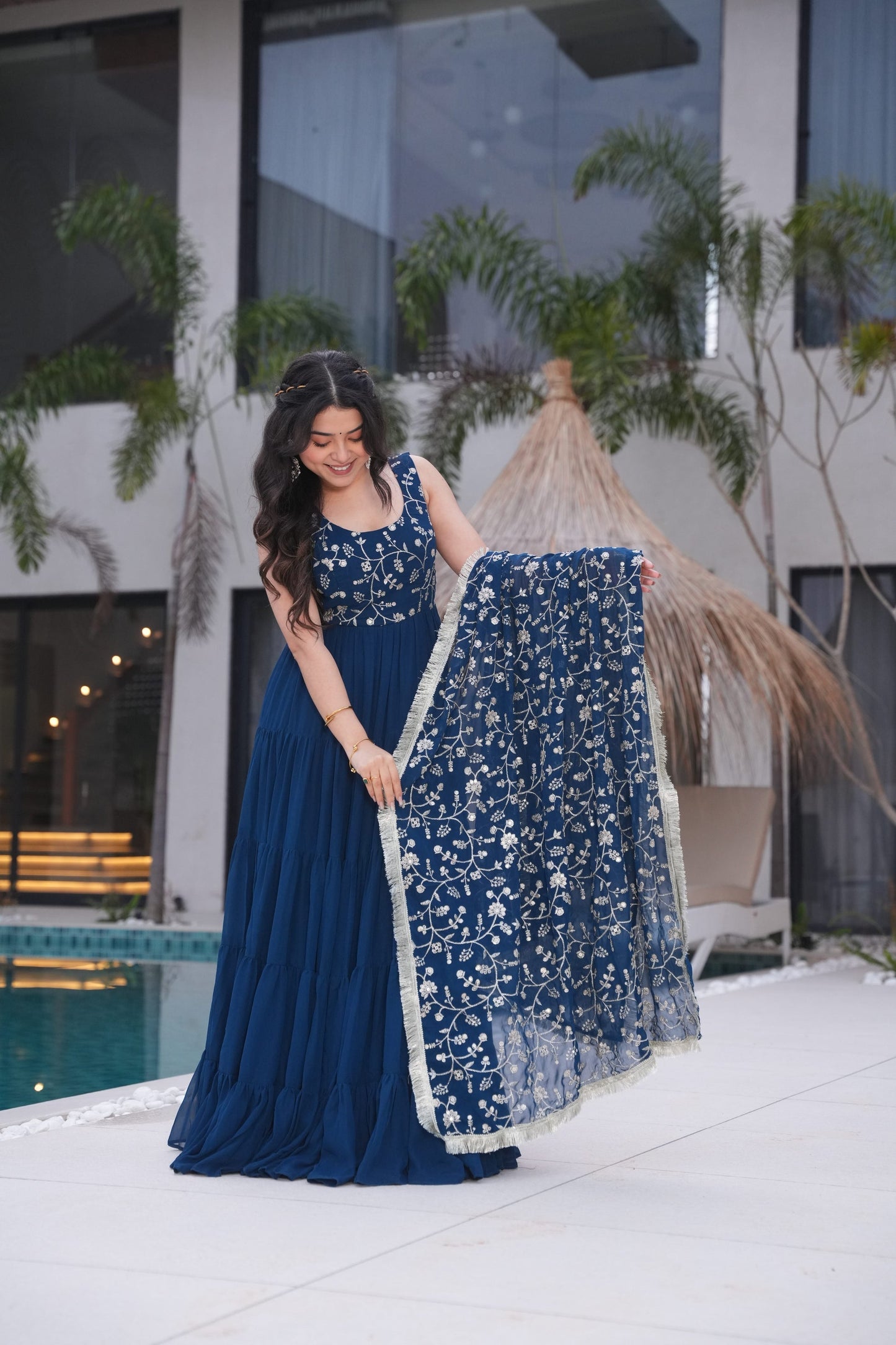 WEDDING SPECIAL SOFT GEORGETTE EMBROIDERED GOWN WITH DUPATTA (WDN37)