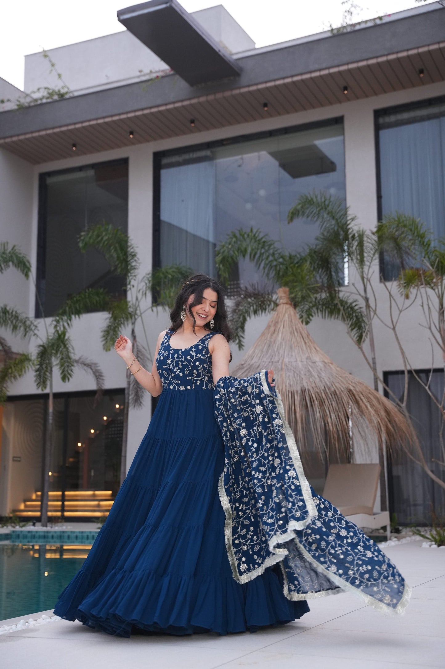 WEDDING SPECIAL SOFT GEORGETTE EMBROIDERED GOWN WITH DUPATTA (WDN37)