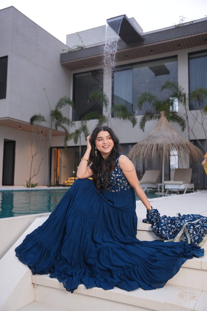 WEDDING SPECIAL SOFT GEORGETTE EMBROIDERED GOWN WITH DUPATTA (WDN37)