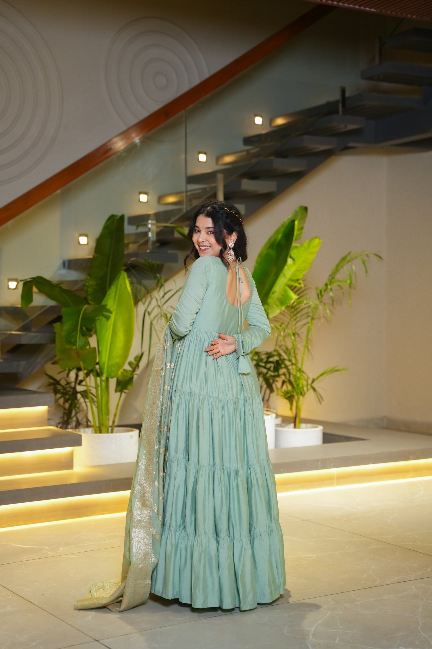 WEDDING SPECIAL MICROCRAPE GOWN WITH JAQUARD DUPATTA (WDN36) 02