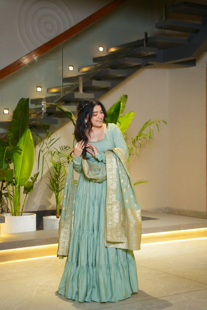 WEDDING SPECIAL MICROCRAPE GOWN WITH JAQUARD DUPATTA (WDN36) 02